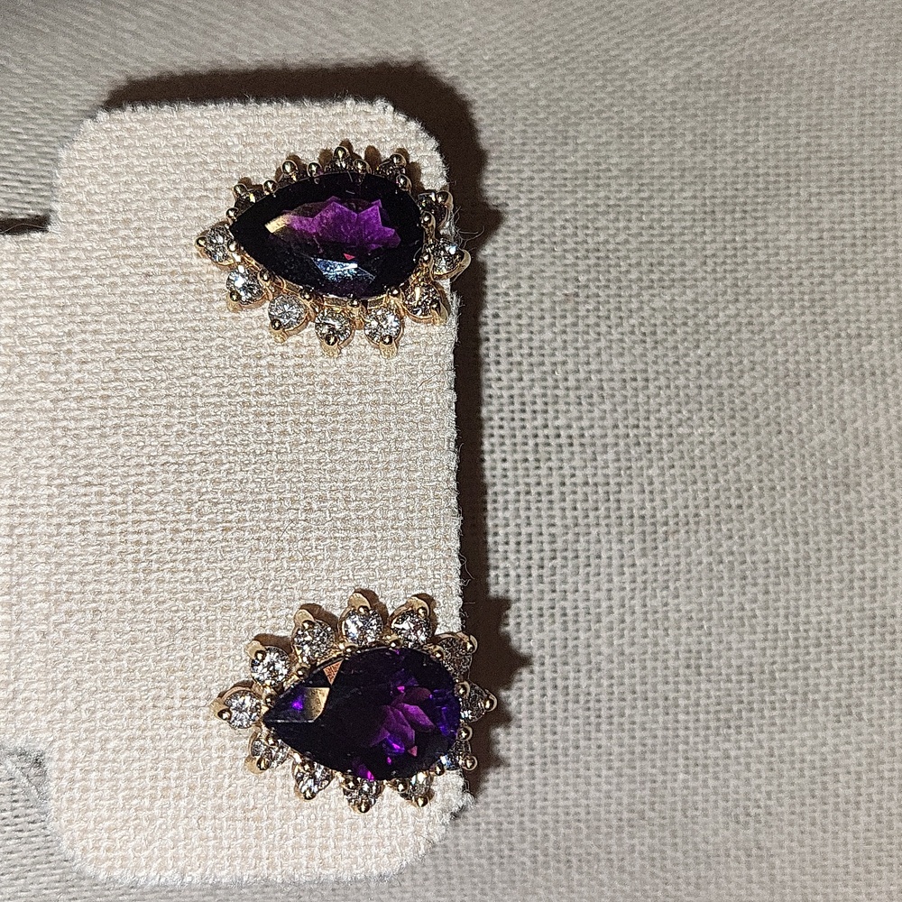 Genuine 14K Yellow Gold, Diamonds, & Amethyst Fine Jew… - Picture 5 of 16
